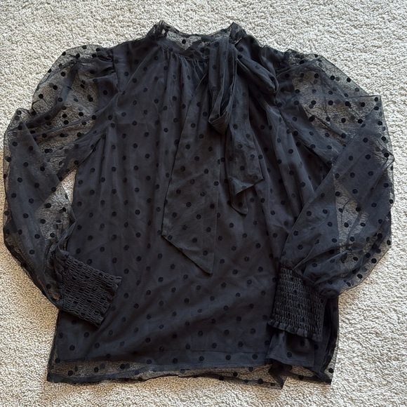 Anthropologie Maeve | Tulle Neck Tie Blouse | Small | Black | NWT - Picture 4 of 14